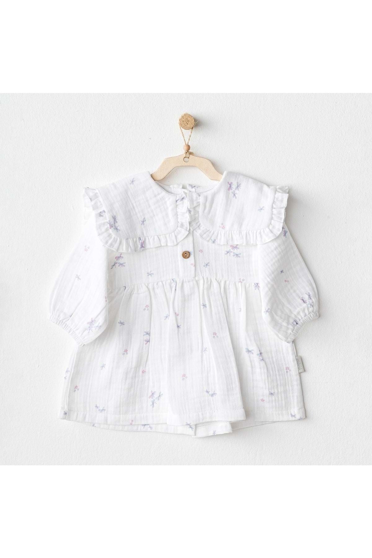 Andy Wawa Bebek Muslin Beyaz Elbise AC25585