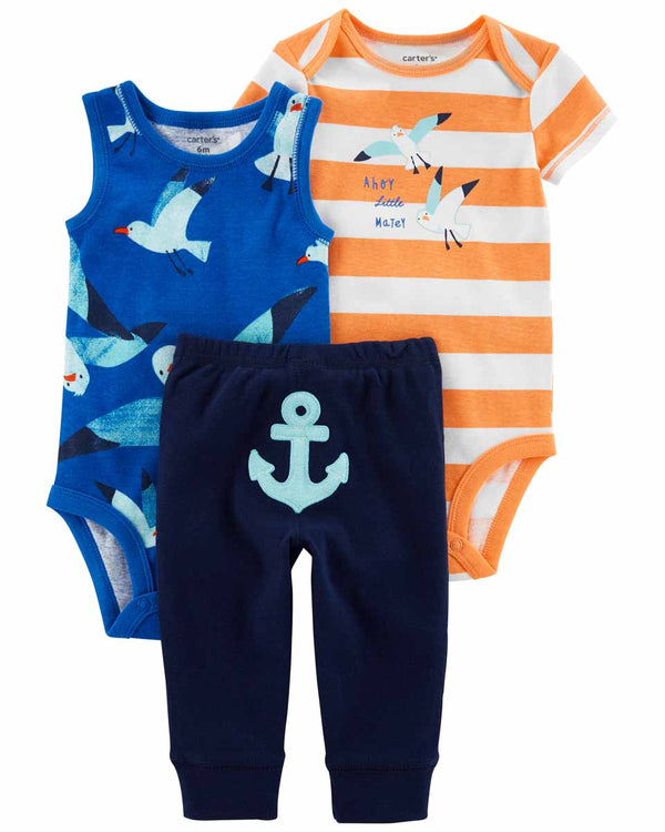 Carters Layette Mavi Erkek Bebek 3Lü Set 1N042210M