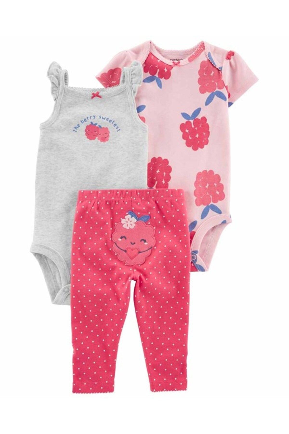 Carters Layette Pembe Kız Bebek 3Lü Set