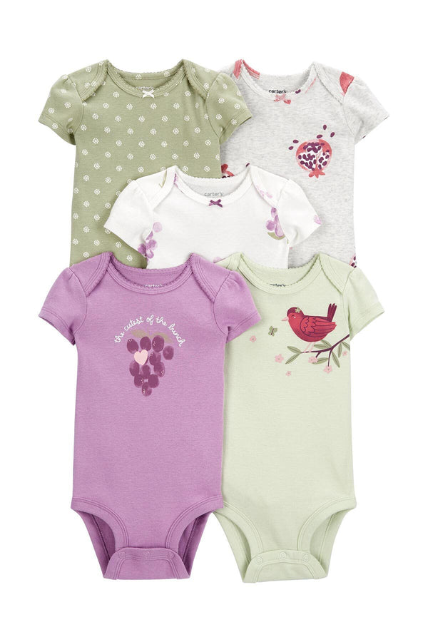 Carters Layette Renkli Kız Bebek 5Li Kısa Kollu Body 1P566110R