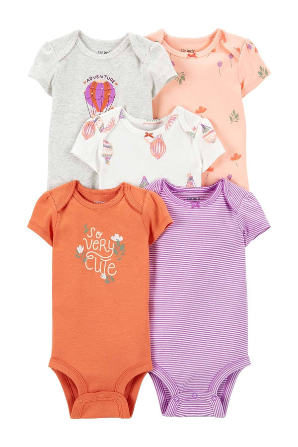 Carters Layette Renkli Kız Bebek 5Li Kısa Kollu Body 1P567010R
