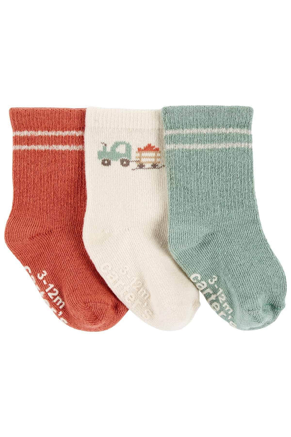 Carters Renkli Erkek Bebek Çorap Set 3'lü Paket 1R613510R