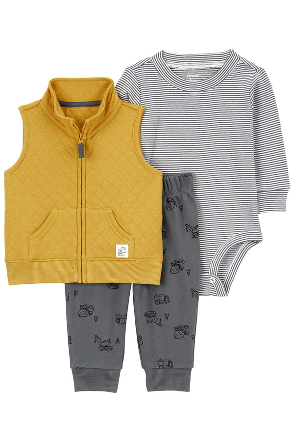 Carters Renkli Erkek Bebek Yelekli Set 3'lü Paket 1R293810R