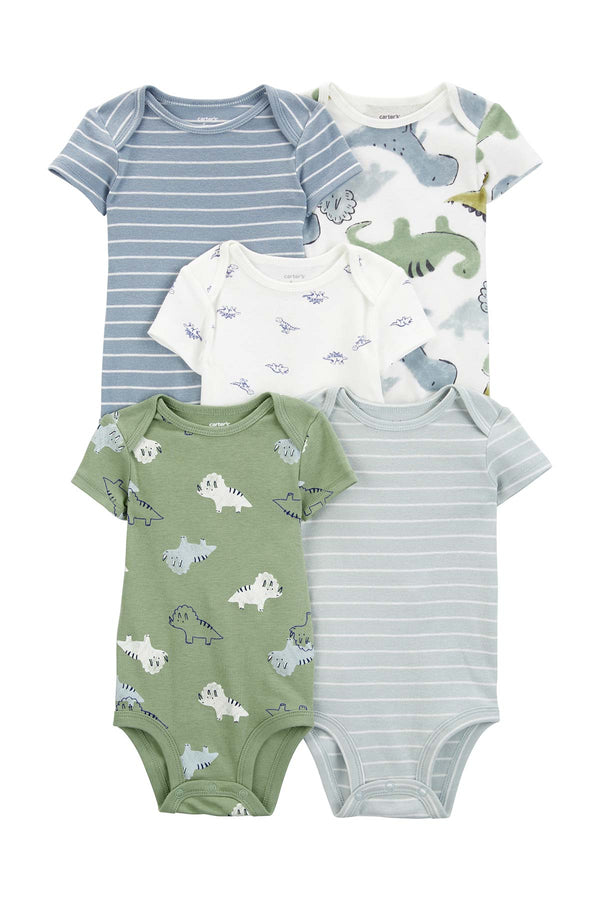 Carters Renkli Layette Erkek Bebek Kısa Kollu Body 5'li Paket 1R885710R