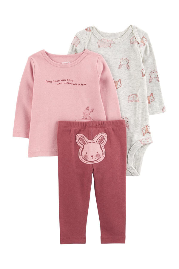 Carters Renkli Layette Kız Bebek Body Pantolon Set 3'lü Paket 1R549710R