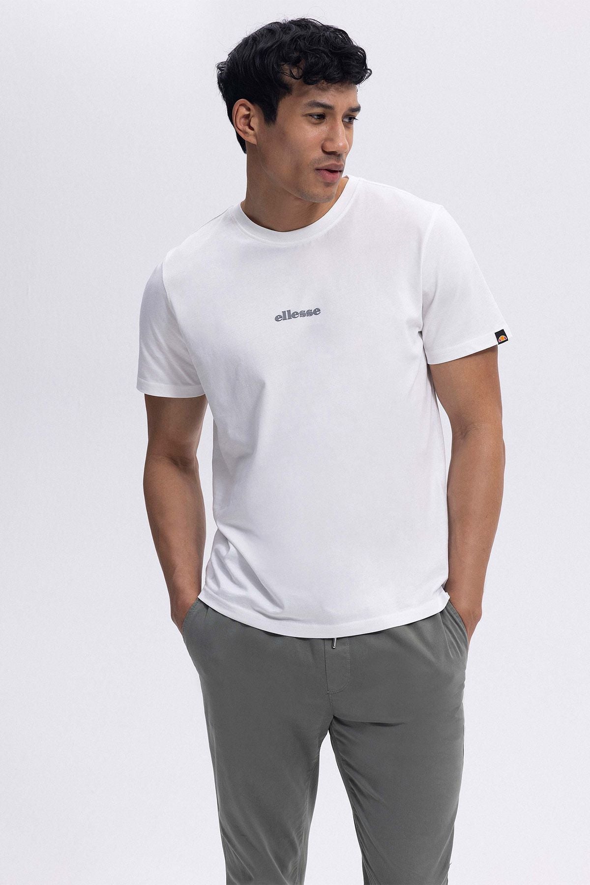 Ellesse Erkek Bisiklet Yaka Beyaz Tişört EM462OF