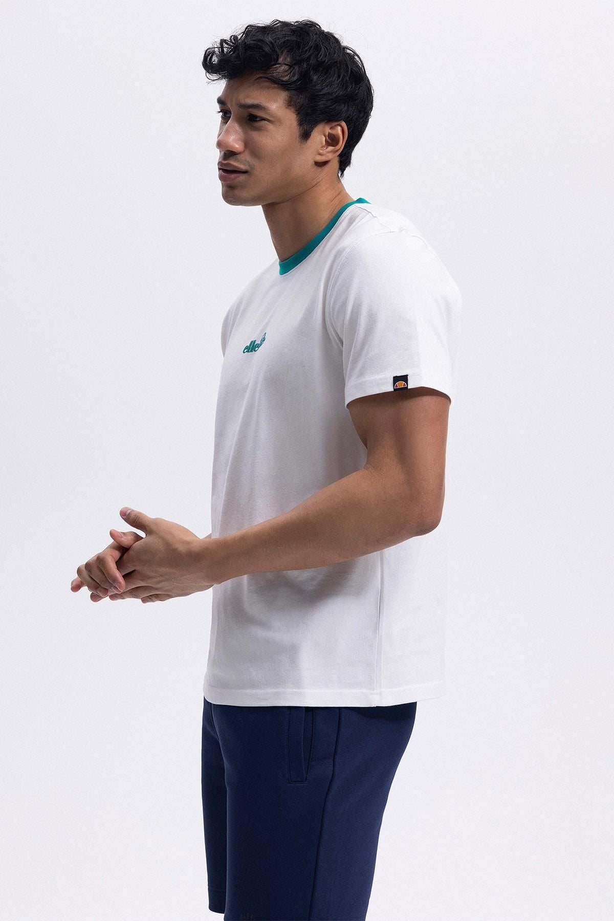 Ellesse Erkek Yeşil Bisiklet Yaka Beyaz Tişört CMO183