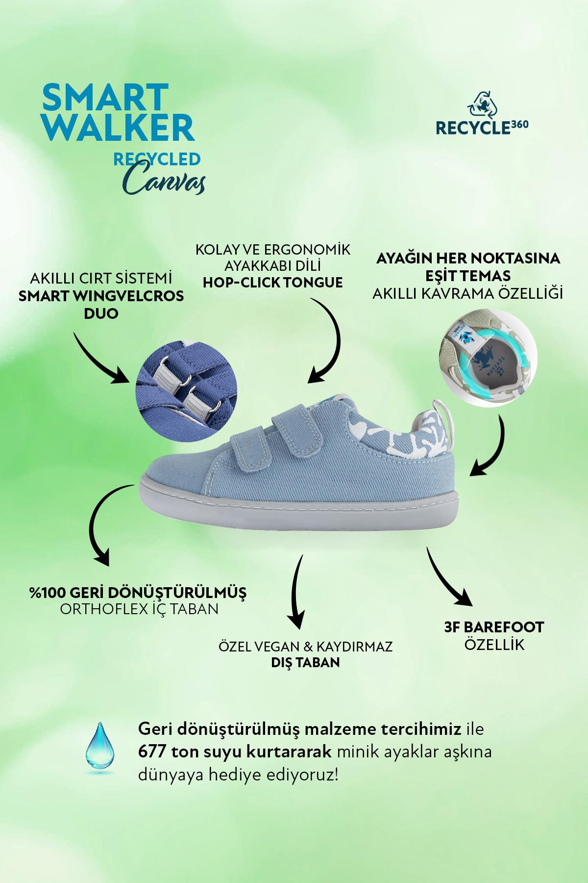 Hopfrög Smart Walker Recycled Canvas Eco Açık Mavi Barefoot Çocuk Ayakkabı H020902027