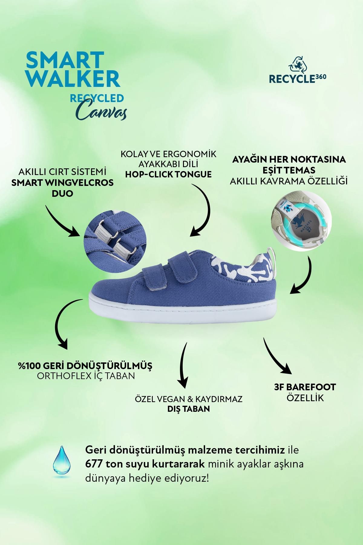 Hopfrög  Smart Walker Recycled Canvas Eco Menekşe Barefoot Çocuk Ayakkabı H020902082