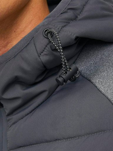 Jack Jones Erkek  Asfalt Gri Kapüşonlu Hibrid Mont 12241622G