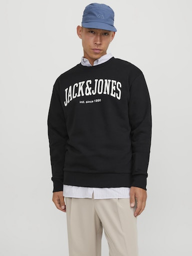 Jack Jones Erkek  Baskılı Siyah Sweatshirt 12248431S