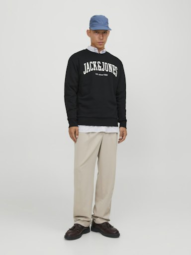 Jack Jones Erkek  Baskılı Siyah Sweatshirt 12248431S