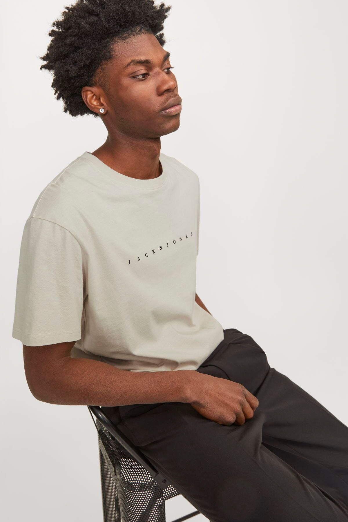 JACK JONES Erkek Bej Pamuklu Tişört 12234746