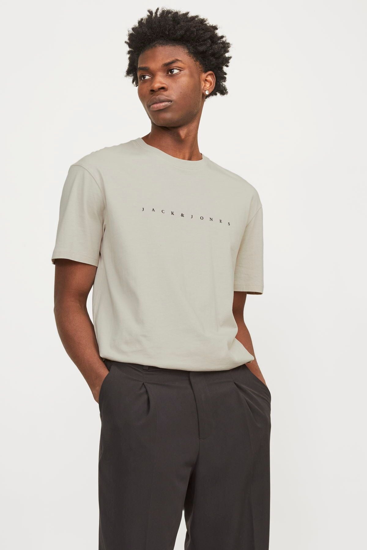 JACK JONES Erkek Bej Pamuklu Tişört 12234746
