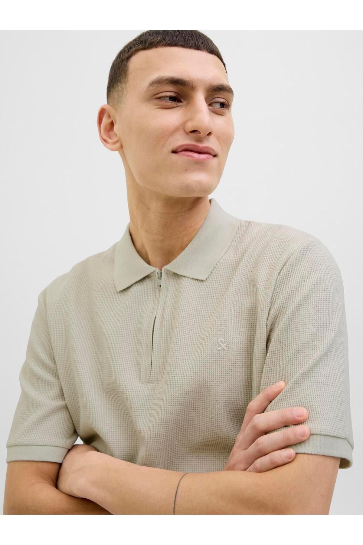 JACK JONES Erkek BEJ Polo Yaka Kısa Kollu Tişört 12279177