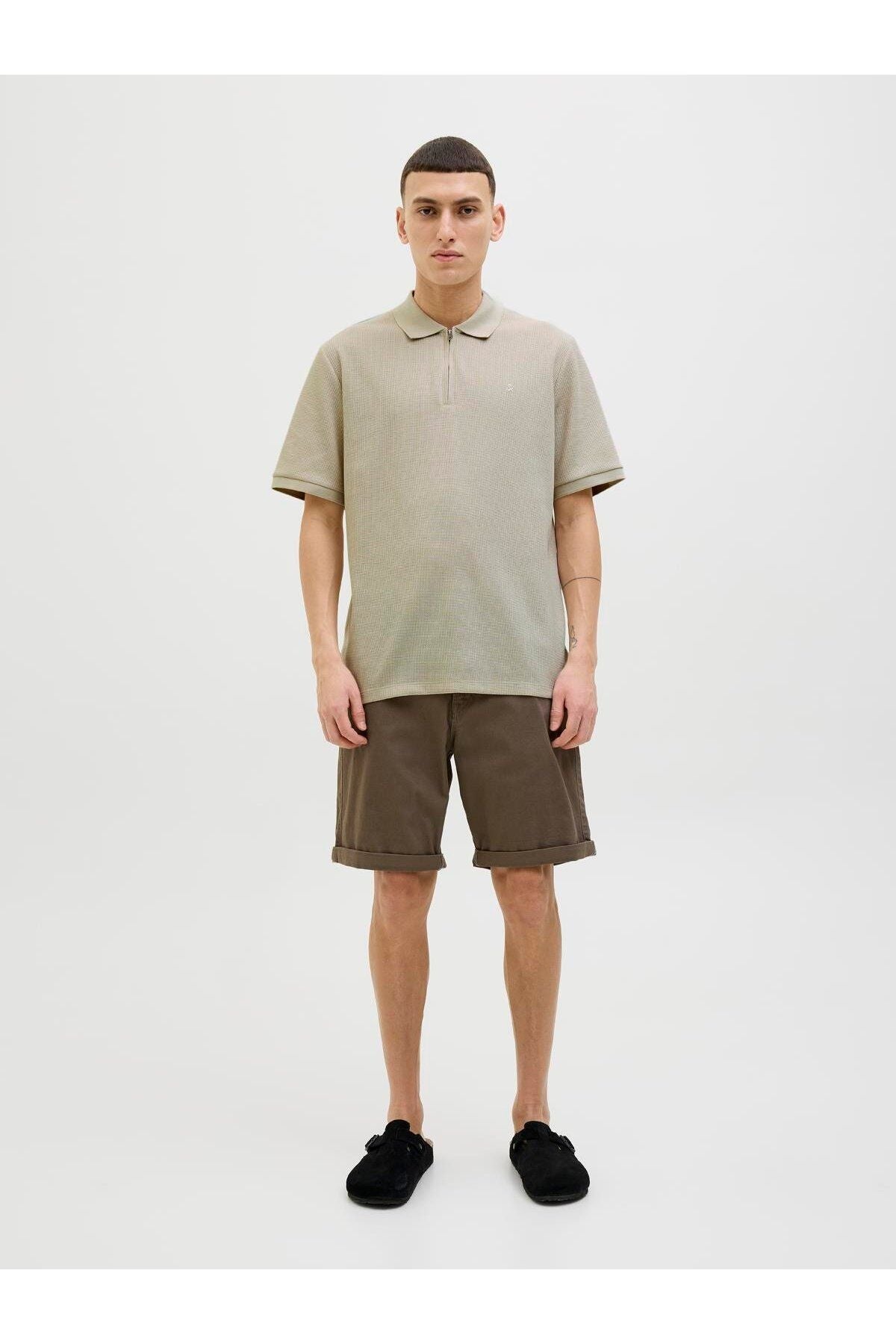 JACK JONES Erkek BEJ Polo Yaka Kısa Kollu Tişört 12279177