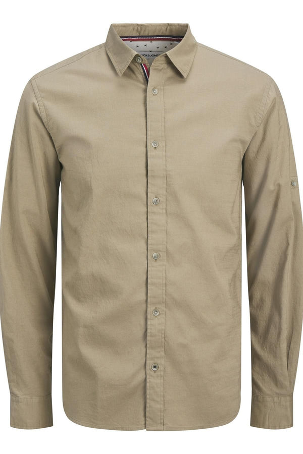 JACK JONES Erkek Bej Slub Detaylı Gömlek 12270088
