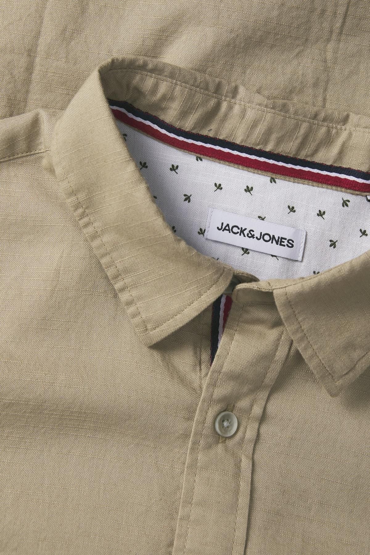JACK JONES Erkek Bej Slub Detaylı Gömlek 12270088