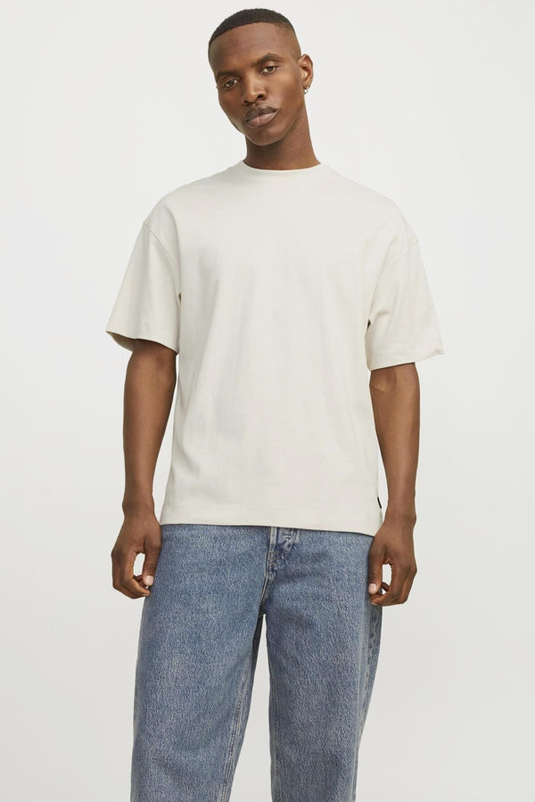 JACK JONES Erkek Bej Yuvarlak Yaka Kısa Kollu Tişört 12254412