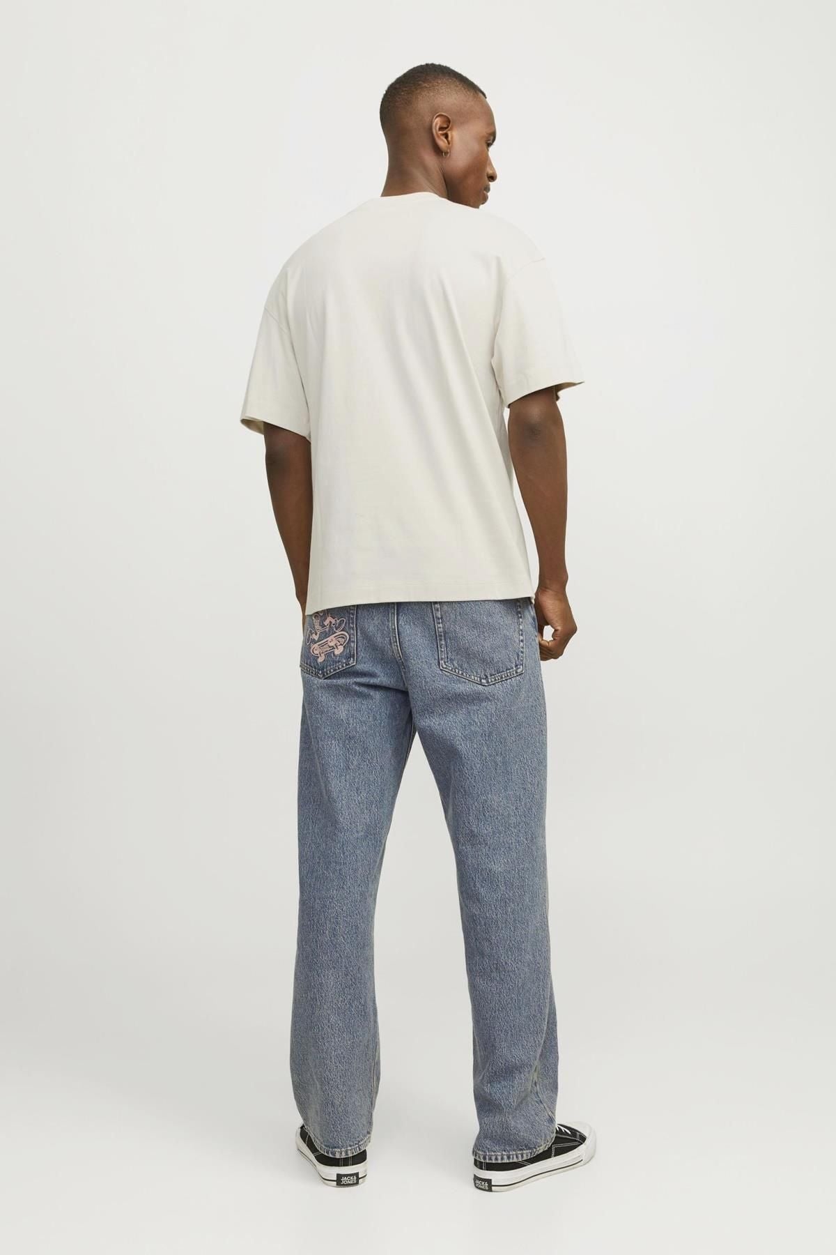 JACK JONES Erkek Bej Yuvarlak Yaka Kısa Kollu Tişört 12254412