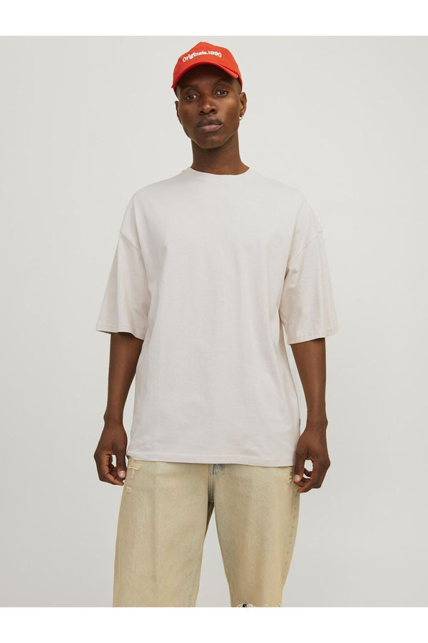 JACK JONES Erkek BEJ Yuvarlak Yaka Tişört 12259975