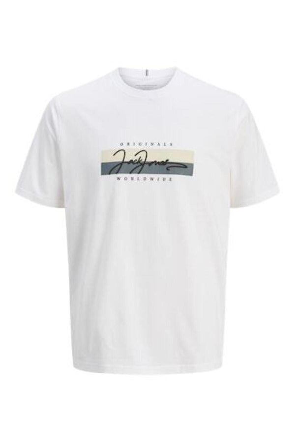 JACK JONES Erkek BEYAZ Box Script Tişört 12278266