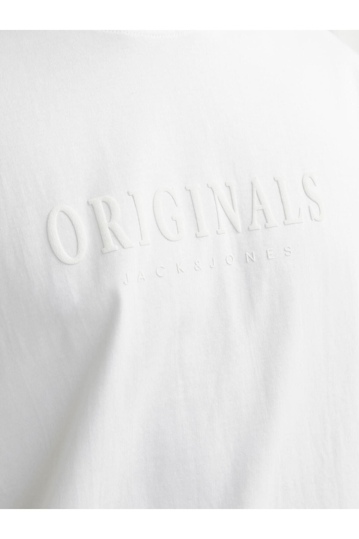 JACK JONES Erkek BEYAZ Crew Neck Tişört 12262494