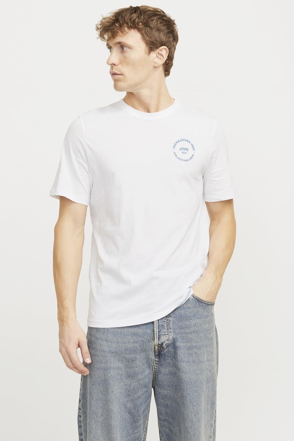JACK JONES Erkek BEYAZ Kısa Kollu Tişört 12269280