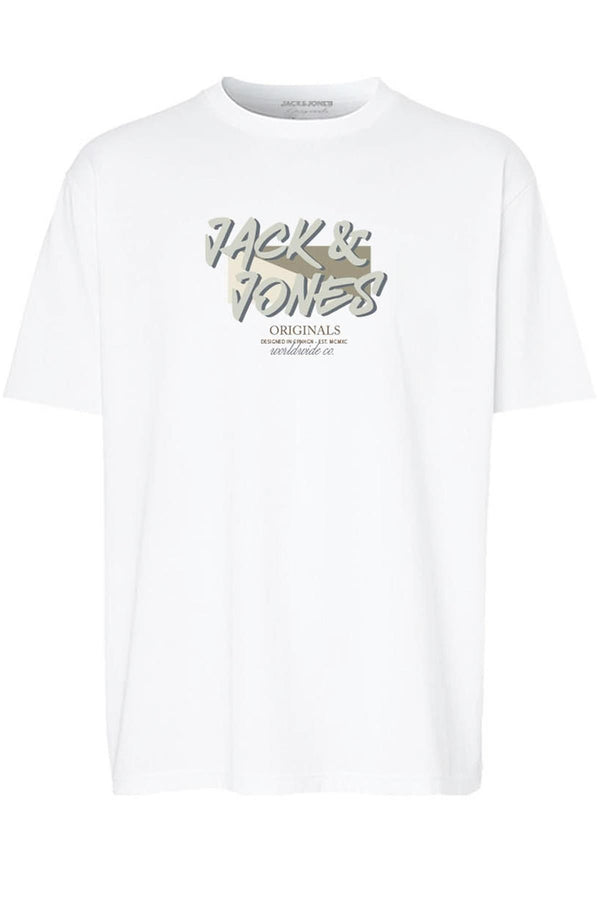 JACK JONES Erkek BEYAZ Kısa Kollu Yuvarlak Yaka Tişört 12277944
