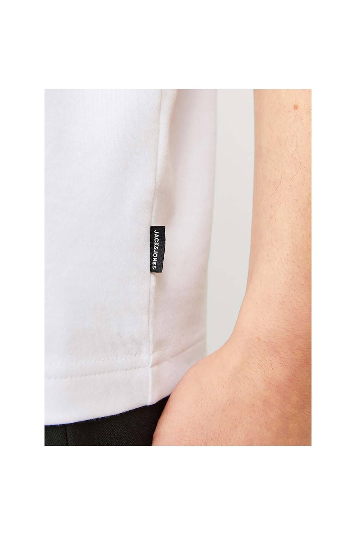 JACK JONES Erkek BEYAZ Pamuklu Tişört 12259357