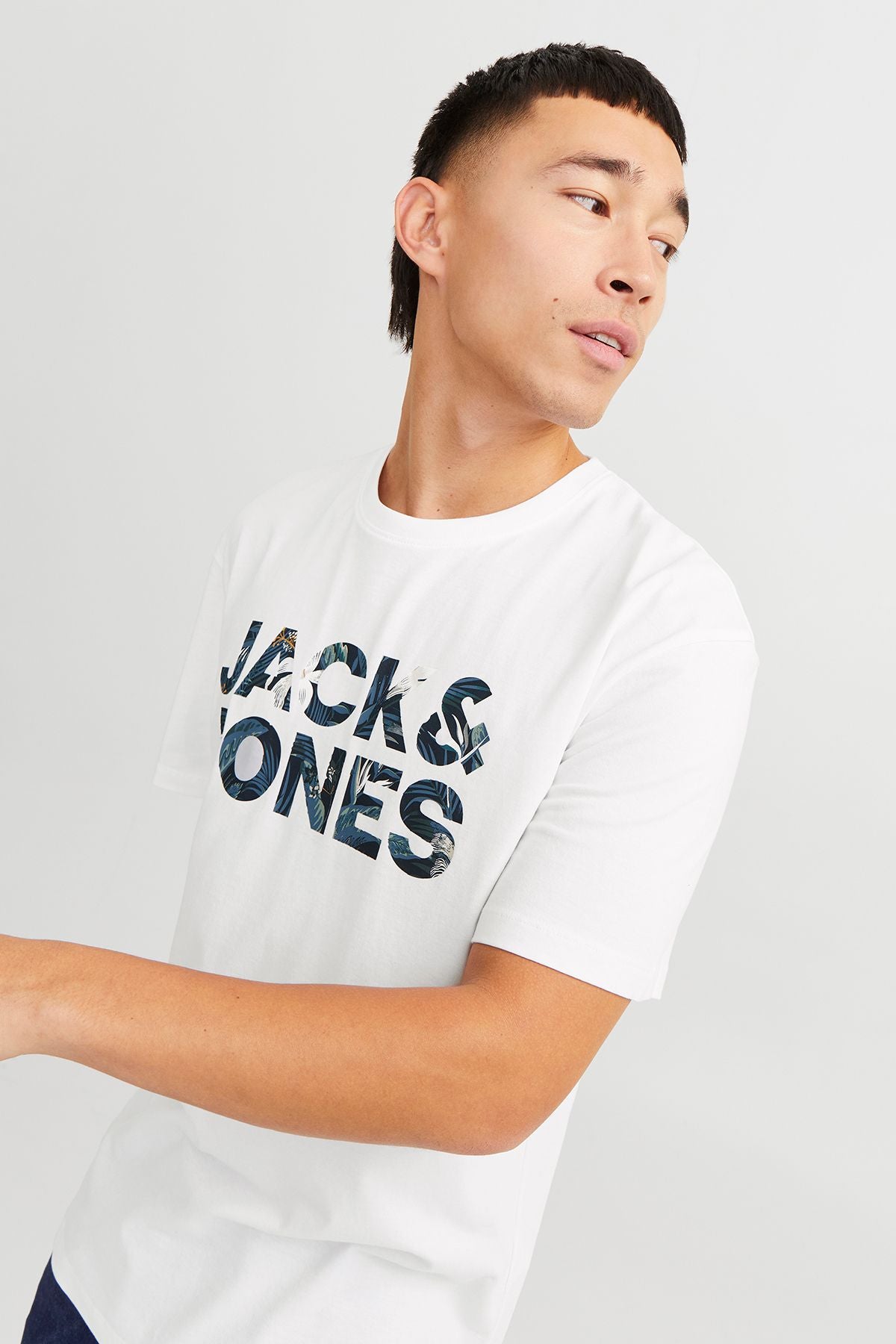 JACK JONES Erkek BEYAZ Pamuklu Tişört 12268127