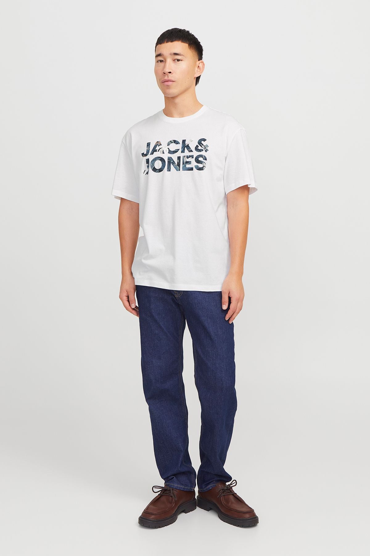 JACK JONES Erkek BEYAZ Pamuklu Tişört 12268127
