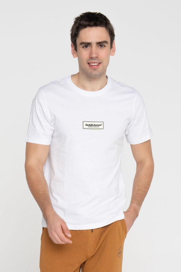 JACK JONES Erkek Beyaz Pamuklu Tişört 12273182