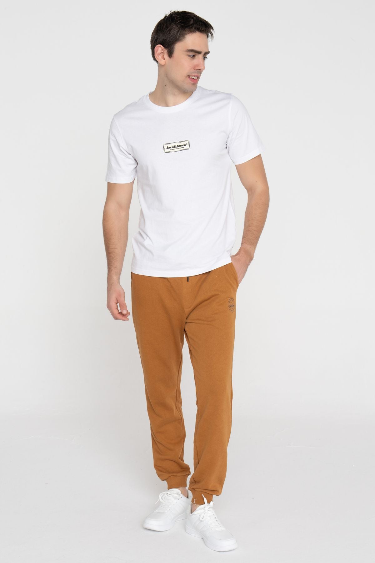 JACK JONES Erkek Beyaz Pamuklu Tişört 12273182