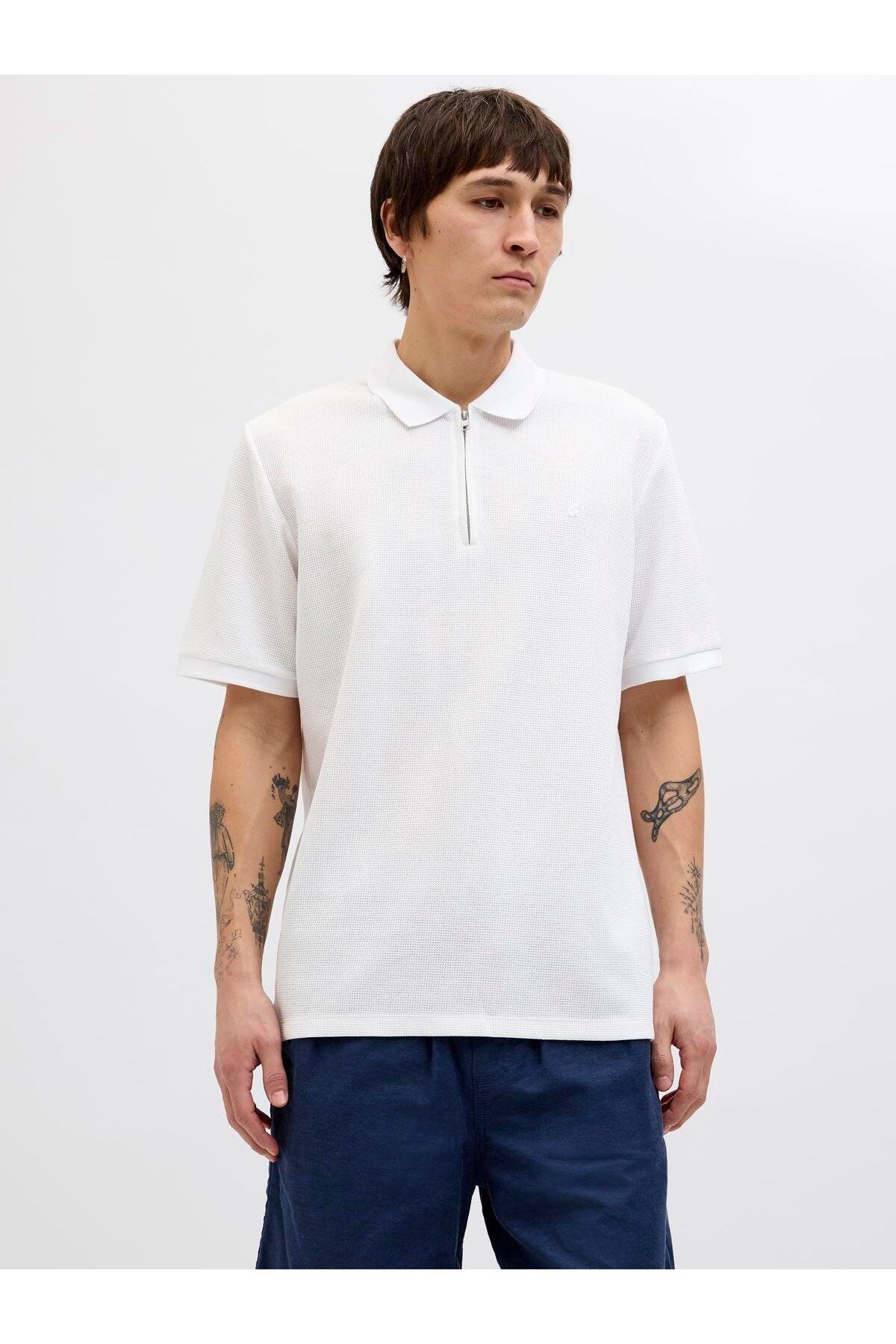 JACK JONES Erkek BEYAZ Polo Yaka Kısa Kollu Tişört 12279177