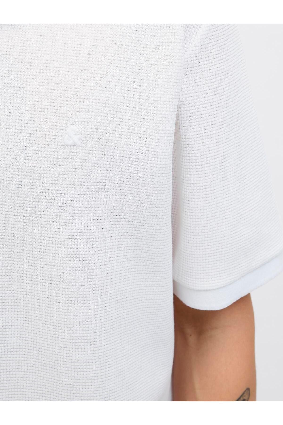 JACK JONES Erkek BEYAZ Polo Yaka Kısa Kollu Tişört 12279177