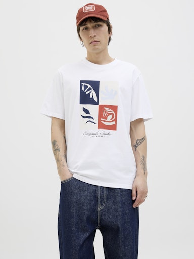 JACK JONES Erkek BEYAZ Tişört 12277220