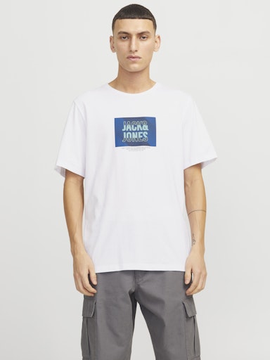 Jack Jones Erkek Bisiklet Yaka  Beyaz Tişört 12268477