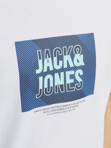 Jack Jones Erkek Bisiklet Yaka  Beyaz Tişört 12268477