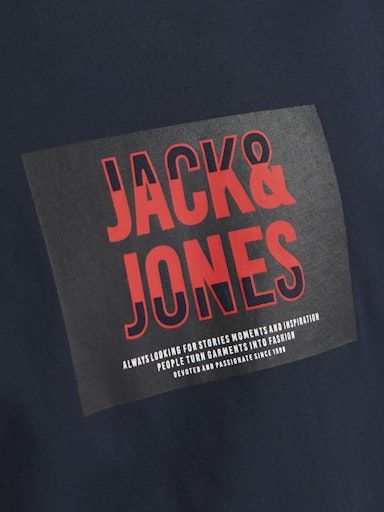 Jack Jones Erkek Bisiklet Yaka Lacivert Tişört 12268477