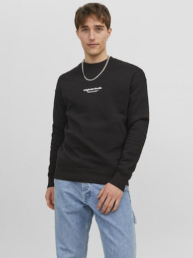 Jack Jones Erkek Bisiklet Yaka Siyah Sweatshirt 12241694S