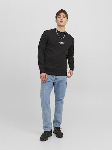 Jack Jones Erkek Bisiklet Yaka Siyah Sweatshirt 12241694S