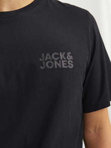 Jack Jones Erkek Bisiklet Yaka Siyah Tişört 12151955