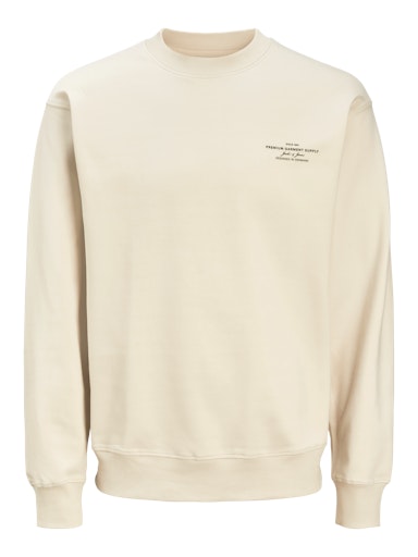 Jack Jones Erkek Branding  Geniş Kesim Krem Sweatshirt 12261386KR