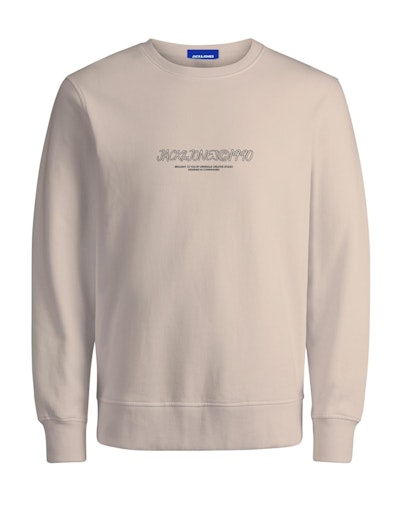 Jack Jones Erkek Buttercream Yumuşak Dokulu Krem Sweatshirt 12266942KR