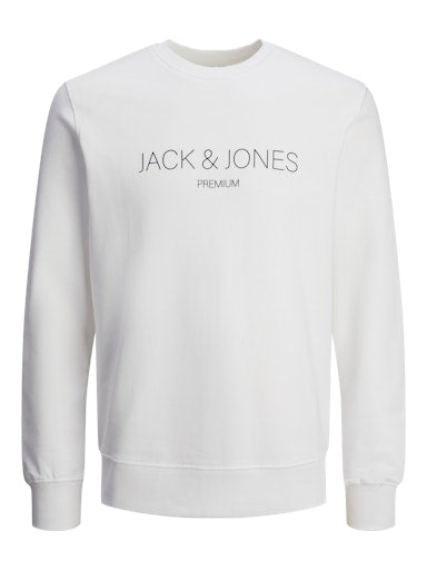 Jack Jones Erkek  Crew Neck Regular Fit Beyaz Sweatshirt 12261873B