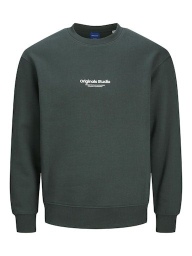 Jack Jones Erkek Forest River Bisiklet Yaka Yeşil Sweatshirt 12241694Y