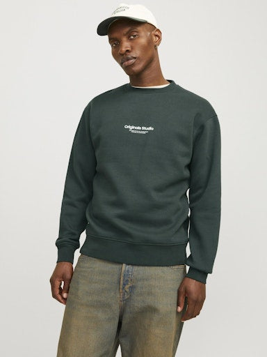 Jack Jones Erkek Forest River Bisiklet Yaka Yeşil Sweatshirt 12241694Y