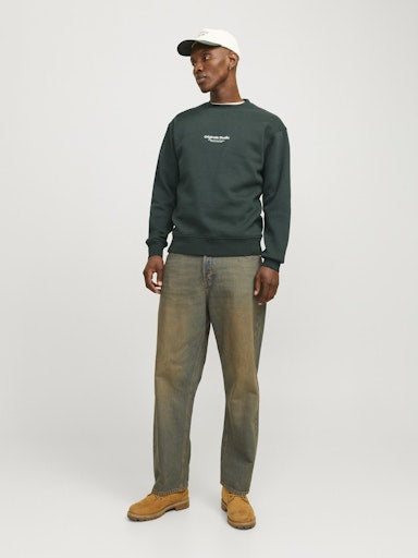 Jack Jones Erkek Forest River Bisiklet Yaka Yeşil Sweatshirt 12241694Y