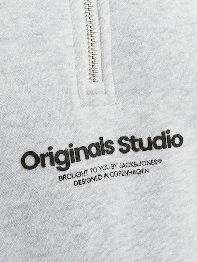 Jack Jones Erkek Fermuarlı Yüksek Yaka Beyaz Melanj Sweatshirt 12241777B